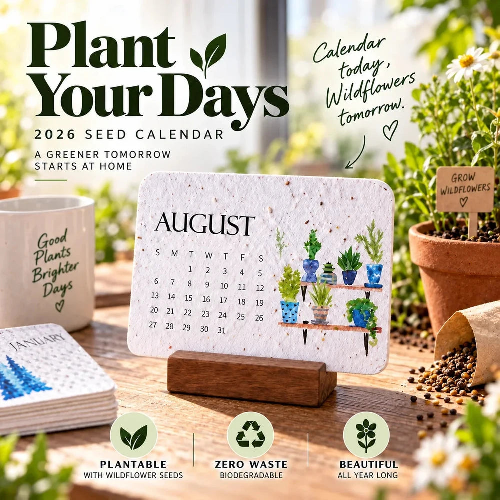 EverSprout Plantable Seed Calendar 2027 – Eco-Friendly Botanical Gift &amp; Grow Kit