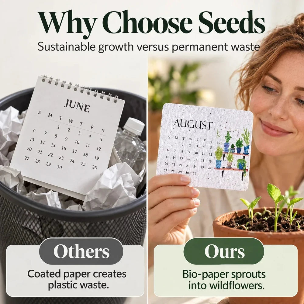 EverSprout Plantable Seed Calendar 2027 – Eco-Friendly Botanical Gift &amp; Grow Kit
